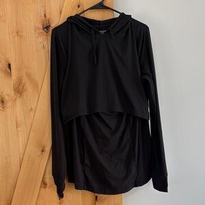 Motherhood Maternity Black Layered Hooded Long-Sleeve Top